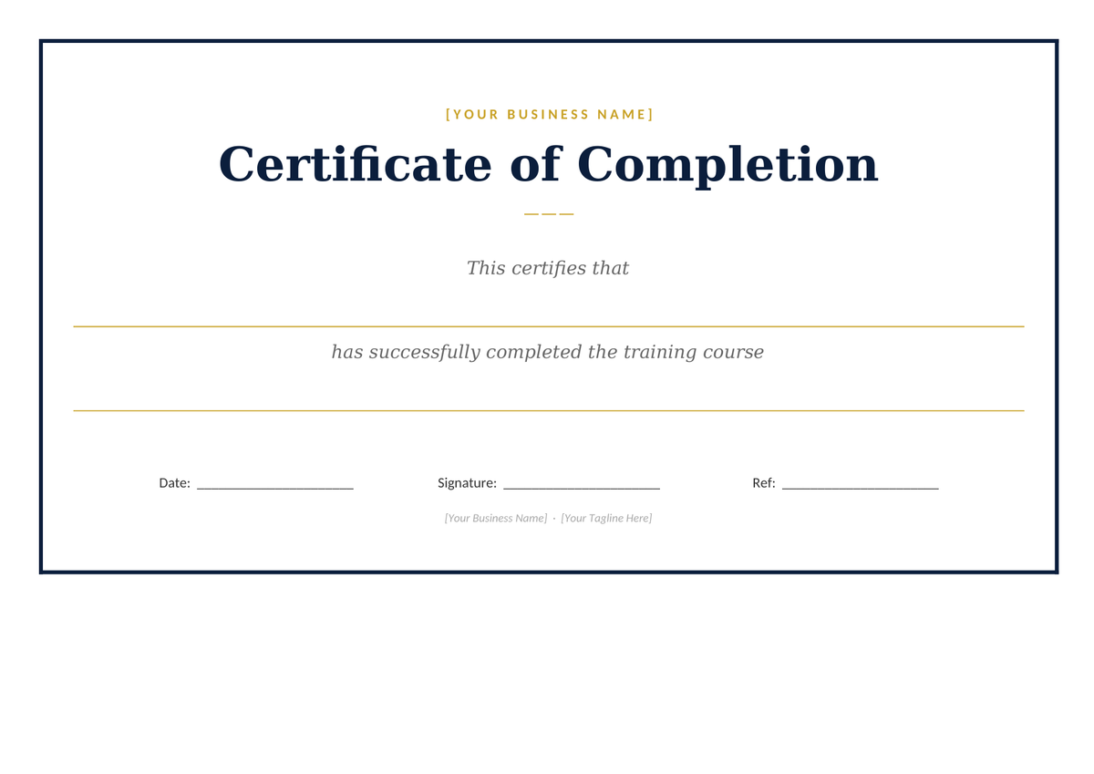 Digital Certificate of Completion