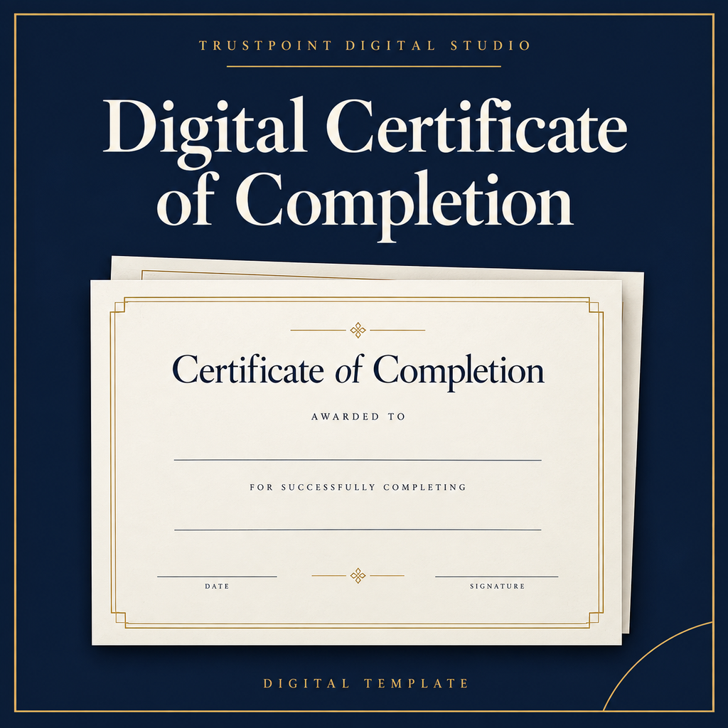 Digital Certificate of Completion document cover preview