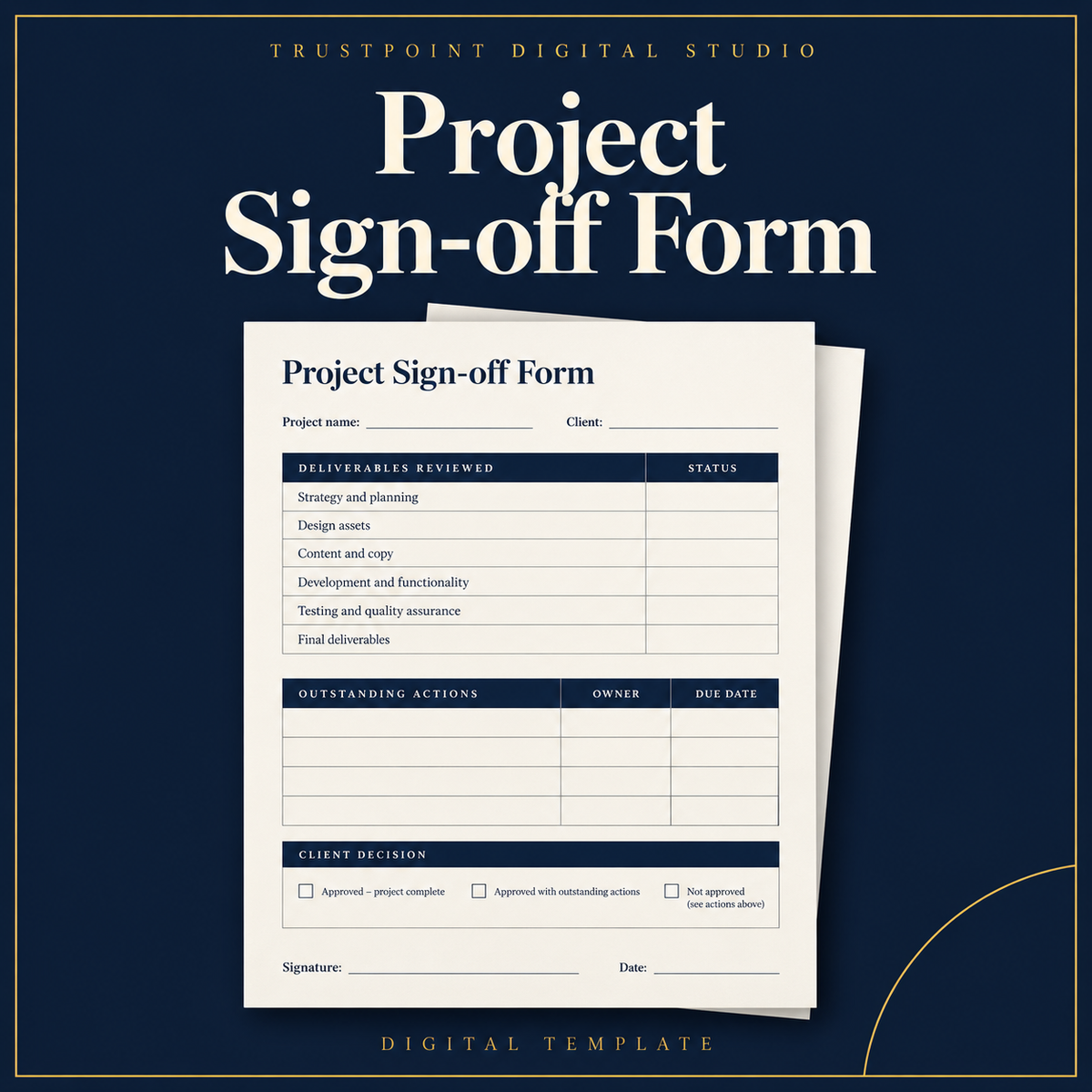Project Sign Off Form  document cover preview