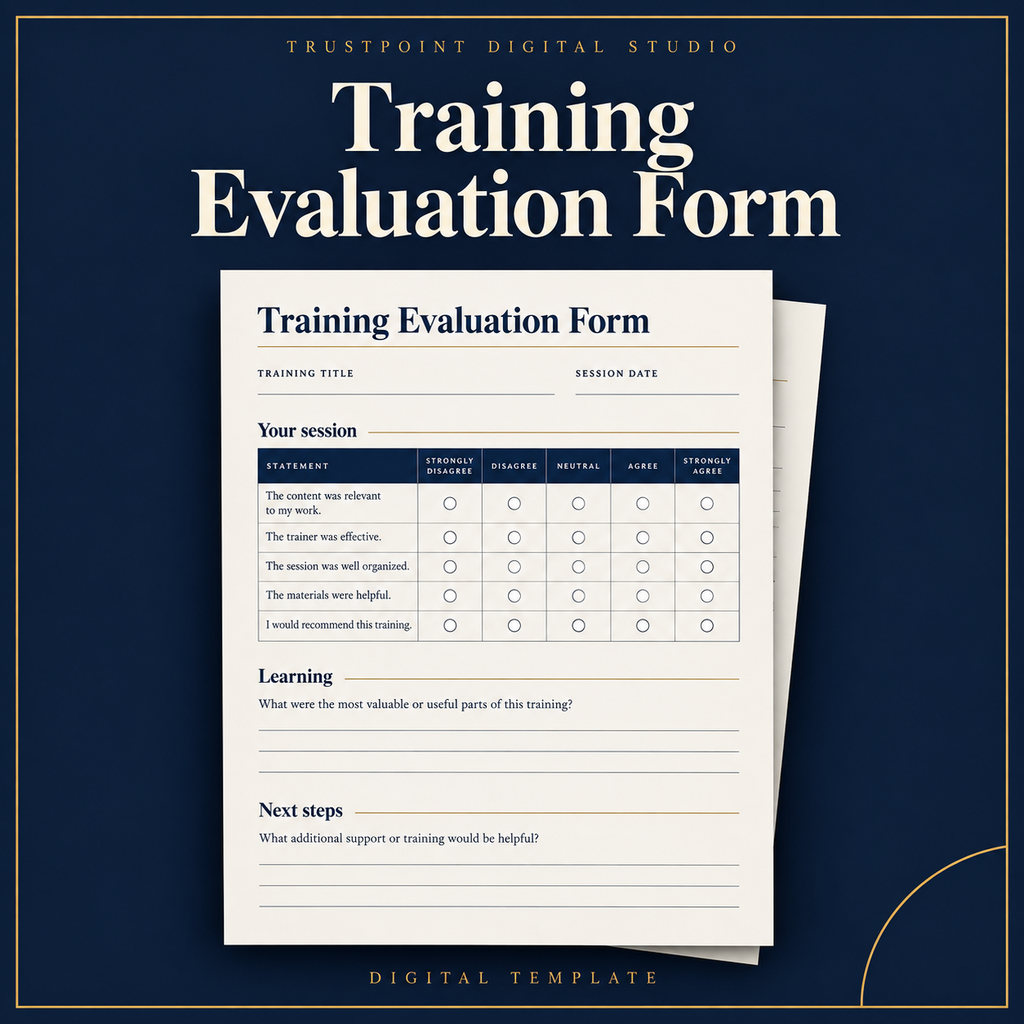 Training Evaluation Form document cover preview