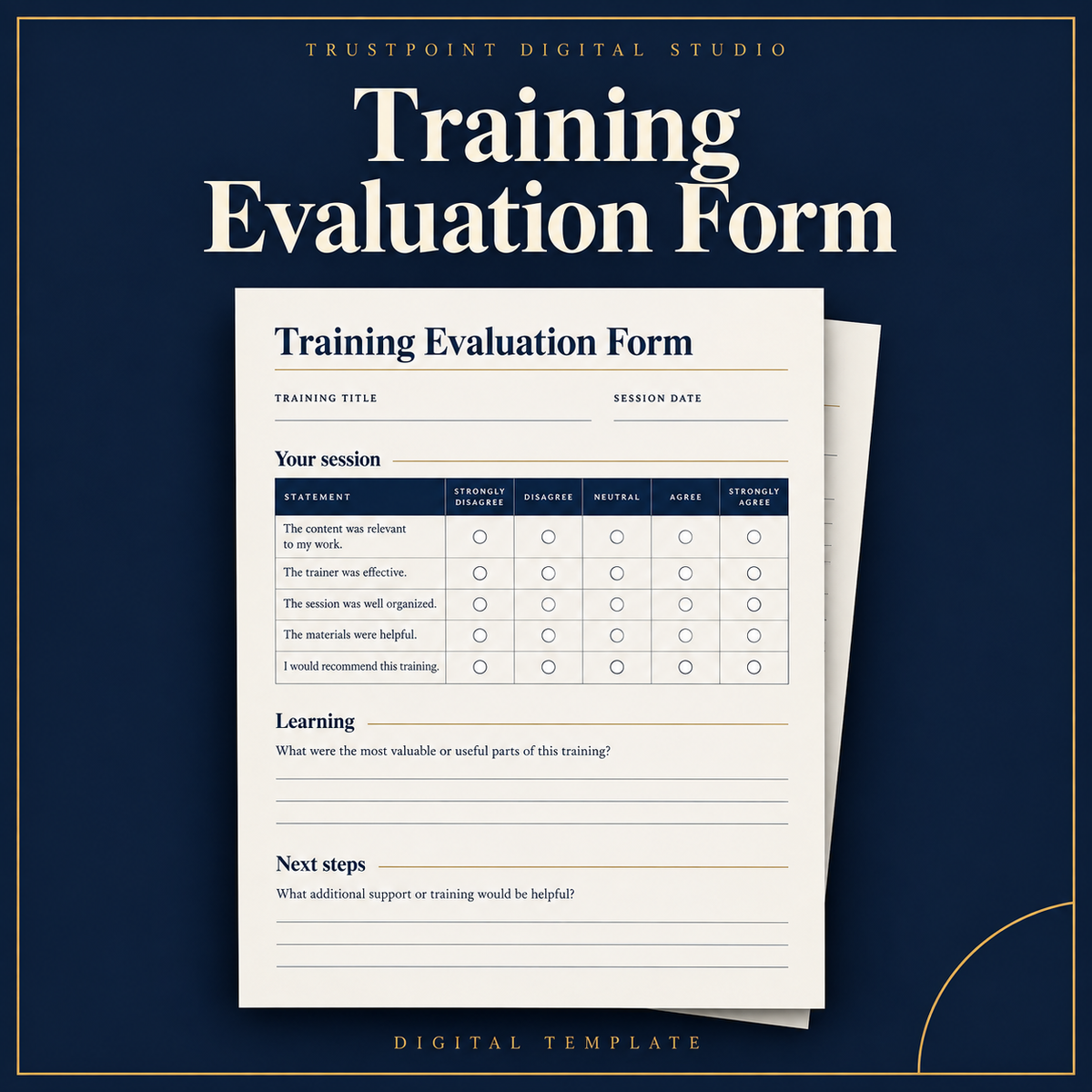 Training Evaluation Form document cover preview