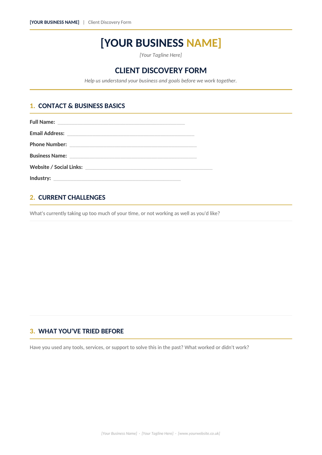 Client Discovery Form