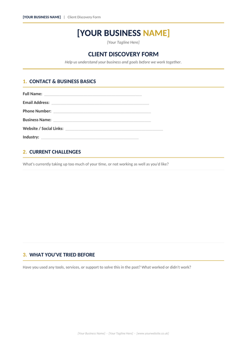 Client Discovery Form