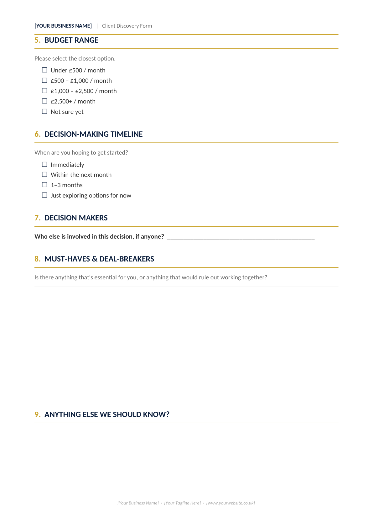 Client Discovery Form