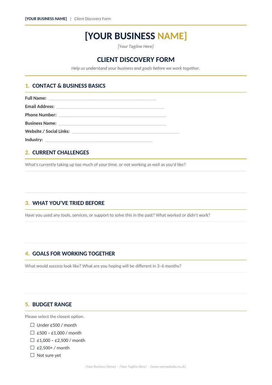 Client Discovery Form