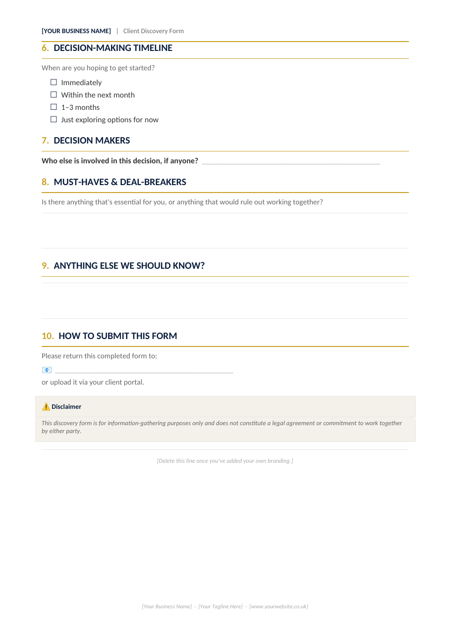 Client Discovery Form