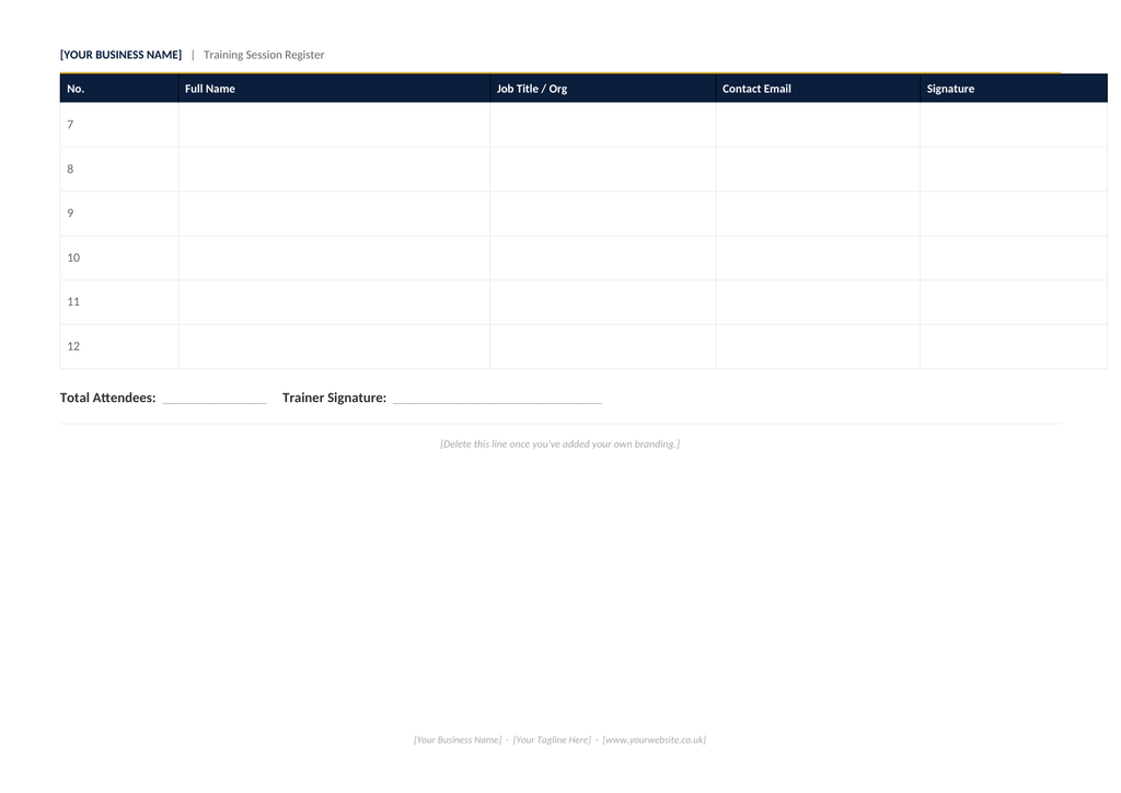 Digital Training Register
