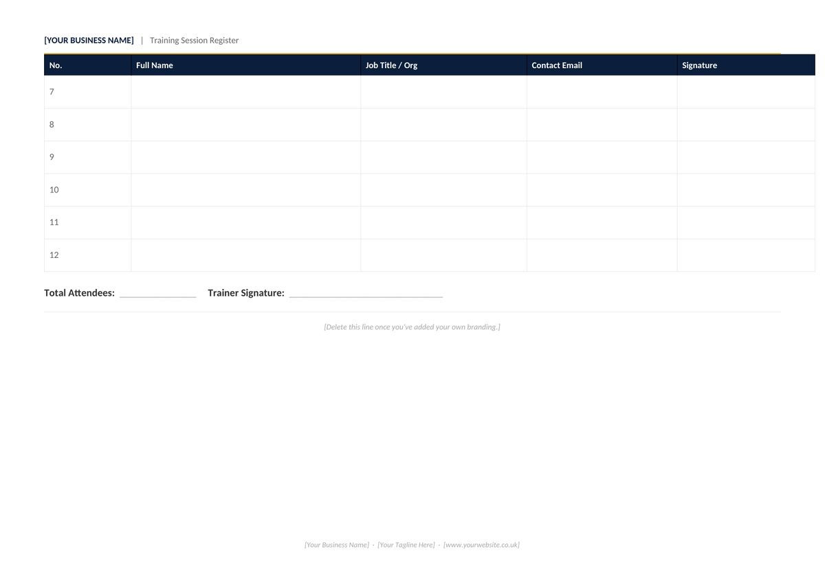 Digital Training Register